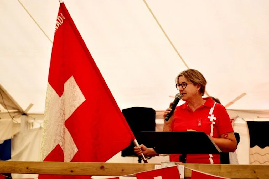 Marianne Jenni, Director of the Consular Directorate, at the Swiss National Day celebrations held on 1 August in Sutton, Quebec.
